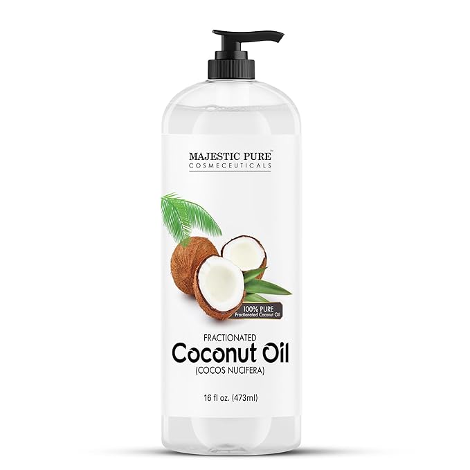 Majestic Pure Fractionated Coconut Oil - Relaxing Massage Oil, Liquid Carrier Oil for Diluting Essential Oils - Skin, Lip, Body & Hair Oil Moisturizer & Softener - 16 fl oz