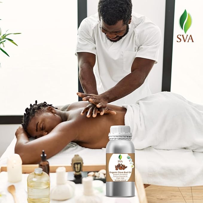 SVA Clove Bud Essential Oil – 16 Fl Oz – 100% Natural Clove Oil - for Diffuser, Hair Care, Face, Skin Care, Aromatherapy, Scalp and Body Massage, Soap and Candle Making