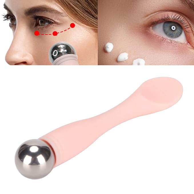 Eye Cream Spatula Roller Pink Eye Cream Applicator Stick Reduce Puffiness Reduce Dark Circles Ergonomic for Face Massage