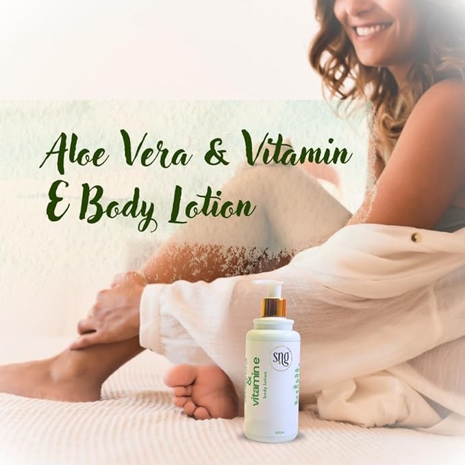 Aloe Vera & Vitamin E Body Lotion 300 ml - Deep Moisturization Waterlily, Argan oil and Almond oil Extracts Suitable All Skin Types