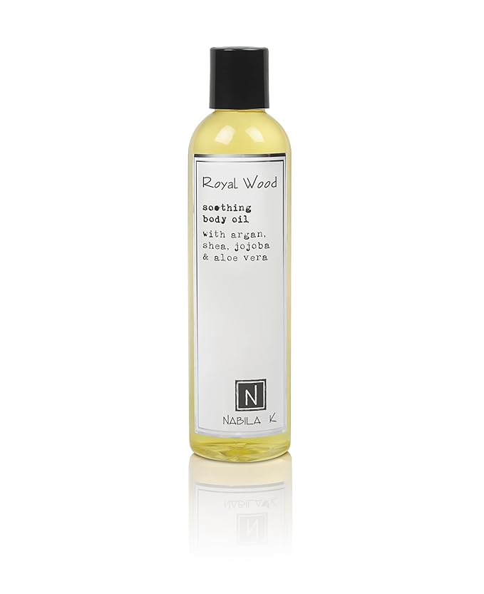 Royal Wood (Marigold & Sandalwood Scent) Body Oil, 9 oz Moisturize & Nourish with Argan & Coconut Oil - Vitamin C Enriched - Naturally Derived, Vegan-Friendly