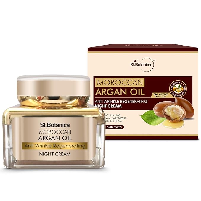 St. Botanica Moroccan Argan Oil Anti Wrinkle Regenerating Night Cream, 50G - Intense Nourishing & Renewal Overnight Regeneration Cream