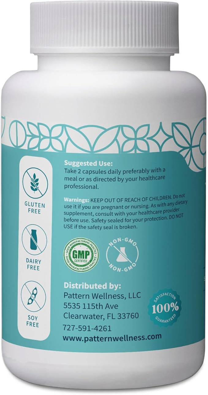 Pattern Wellness Vitamin B Complex Supplement - Complete Dose of Essential B Vitamins - Cognitive & Cell Support - 3rd Party Lab Tested - 60 Capsules