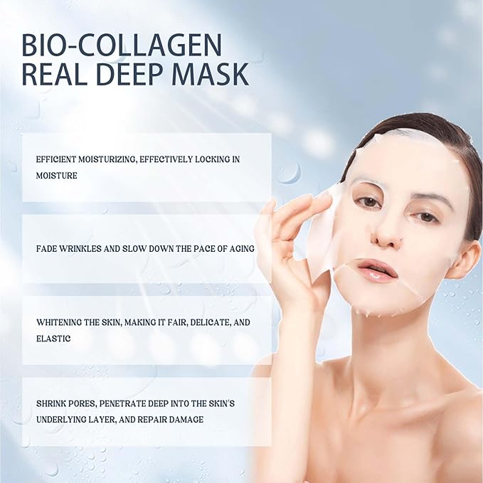 4 Pack Bio-Collagen Overnight Korean Face Mask-deep Hydrating Collagen Hydrogel Sheet Mask，Firming and Moisturizing，Korean Skincare,Anti Wrinkle Lifting Facial Mask Sheet for Glass Skin