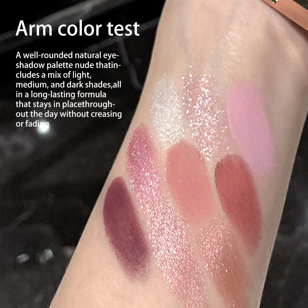 9 Colors Pink Eye Shadow Palettes,Nude Rose Gold Champagne Plum Eyeshadow Palette for Older Women,Natural Powde Eye Shadows Waterproof Long Lasting Naturing-Looking,Travel Size Makeup Pallete