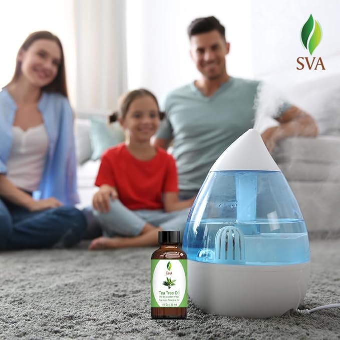 SVA Tea Tree Essential Oil – 1 Fl Oz – 100% Natural Tea Tree Oil - for Diffuser, Hair Care, Face, Skin Care, Aromatherapy, Scalp and Body Massage, Soap and Candle Making – with Dropper