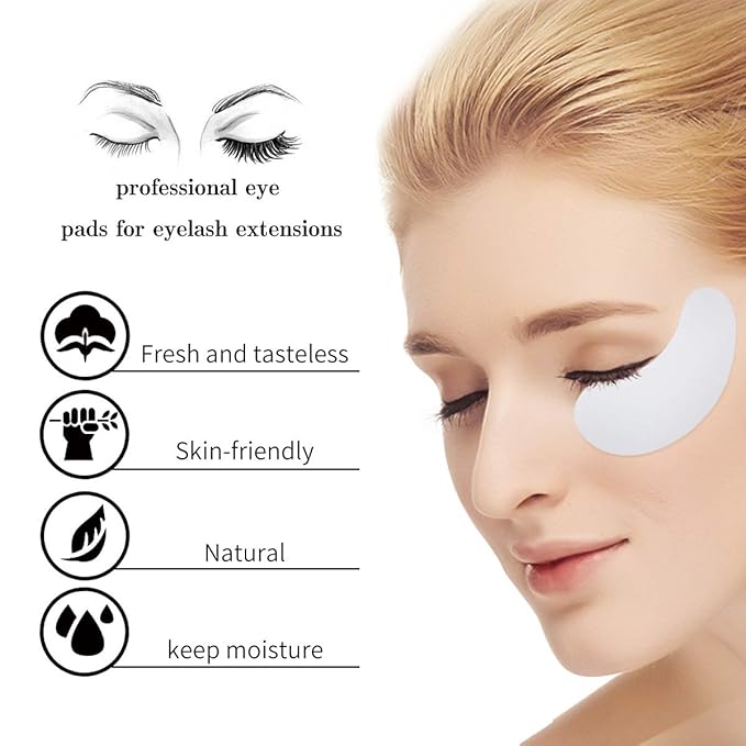 LANKIZ 100 Pairs Under Eye Gel Pads for Lash Extensions, 100% Natural Plant Extract, Collagen Hydrogel, Lint-Free, Moisturizing, Reduces Dark Circles and Eye Puffiness