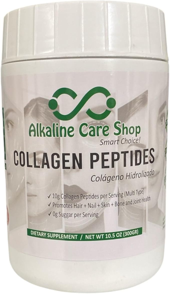 Alkaline Care |Hydrolyzed Collagen Peptides for Women & Men |Multi-Type Unflavored Collagen Powder Protein for Hair, Bones, Skin, Nails & Joints | 10g Collagen Peptides per Serving | 10.5Oz (300g)