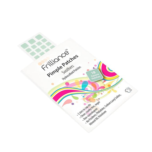 Frilliance Green Square Soothing Aloe & Hydrocolloid Acne Pimple Patches for Zits and Blemishes (18 Count, 2 Sizes) Spot Treatment Stickers for Face & Skin, Vegan and Cruelty Free