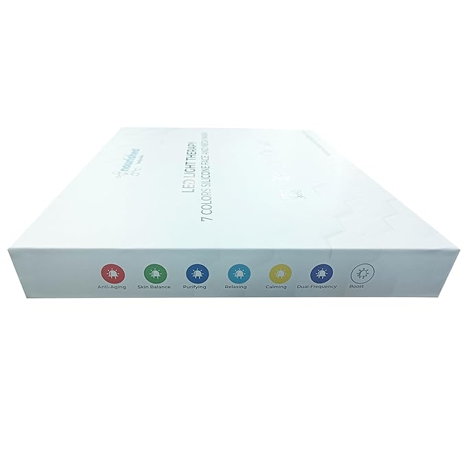 LED Light Therapy Face & Neck Mask - Facial Skin Care Device - 7 Colors Red & Blue - Rejuvenation, Anti-aging Product for Wrinkles