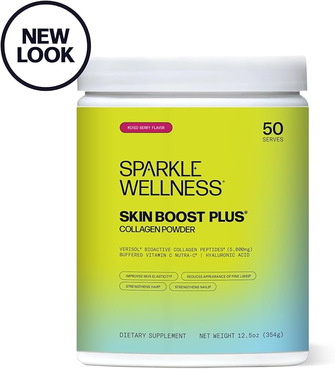 Sparkle Wellness Skin Boost Plus (Mixed Berry) [50-Serves] | Collagen Powder Supplement with VERISOL Bioactive Hydrolyzed Collagen Peptides, Vitamin C & Hyaluronic Acid to Improve Skin Elasticity