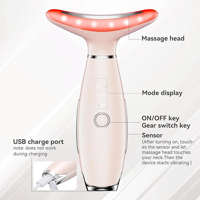 7 Color Neck Face Massager, Portable Facial Massager, Face Sculpting Tool for Skin Care with Vibration, Thermal