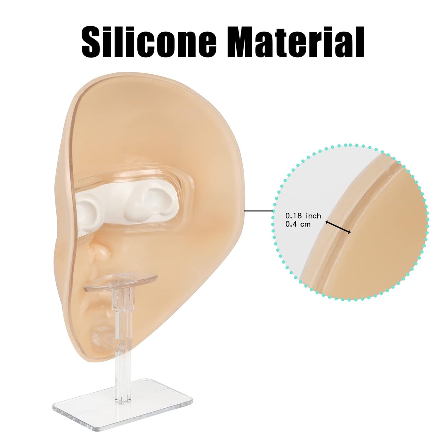 Makeup Practice Face, 5D Reusable Silicone Make up Practice Board Mannequin Face with Makeup Brushes Sponge Set and Eyeshadow Board Kit for Emerging Artist, Girl's Gift, White