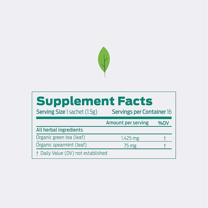 HELPS TEAS | Helps Refresh | Organic Green Tea with Spearmint. Natural Energy, Antioxidant, Slimming And Thermogenic Herbal Tea| 16 Tea Bags - Pack of 3 |