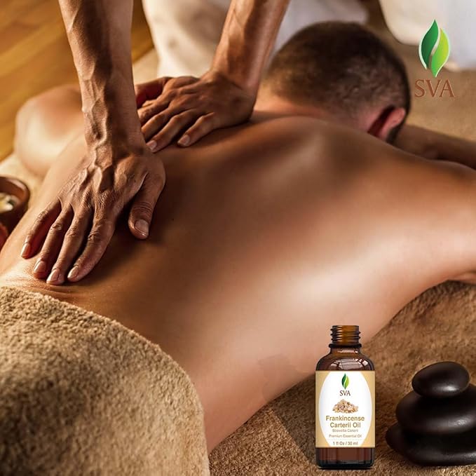 SVA Frankincense Essential Oil – 1 Fl Oz – 100% Natural Boswellia Carterii Oil - for Diffuser, Hair Care, Face, Skin Care, Aromatherapy, Scalp and Body Massage, Soap and Candle Making – with Dropper