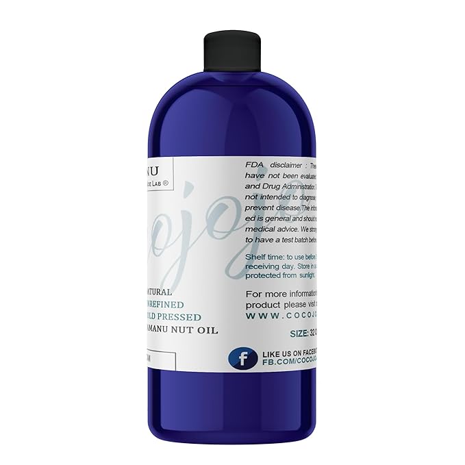 Dr Joe Lab Tamanu Oil - Bulk 32 oz 1 Quart Pure Natural Cold Pressed Unrefined Non GMO Extra Virgin Oil -Hair Skin Face Body Nail Locs Beard - Hydrating Moisturizing Nourish