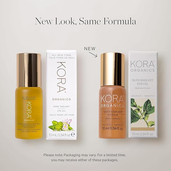 KORA Organics Noni Radiant Hydrating Under Eye Oil Roller, Smooth & Tone, Certified Organic, Cruelty Free, 0.34 Fl Oz.