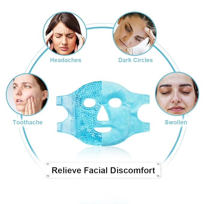 Bundle of CONBELLA Cold Face Eye Masks Ice Face Mask Hot Cold Compress and Ice Face Mask and Silicone Face Mask Cover Set