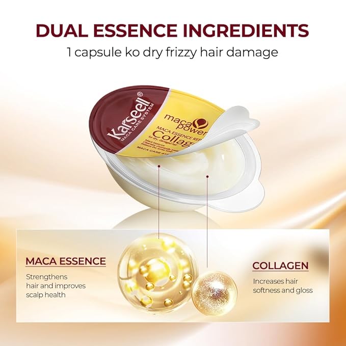 Karseell 8 Pack Collagen Hair Mask for Dry Damaged Hair Argan Oil Travel-Size Collagen Hair Treatment Deep Repair Conditioning All Hair Types 3.25floz