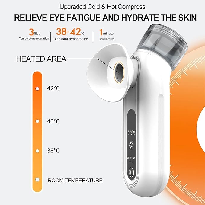 Rechargeable Eye Steamer for Dry Eye Relief, Upgraded Nano Mist Steam Sprayer, Heated Therapy for Moisturizing & Cleaning, Portable Eye & Face Hydration Soother