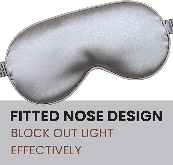 Silk Satin Sleeping Eye Mask, Silvergrey Sleep Eye Mask Night Blindfold for Women and Men, Soft Breathable Blackout Eyeshade Eye Cover for Travel, Wedding Bridesmaid Gift