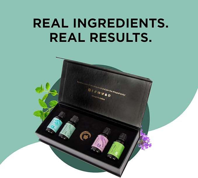 Essential Oil Set for Skin and Hair - Extra Large 100% Pure Essential Oils for Skin Hair and Nails with Premium Lavender Peppermint Tea Tree and Rosemary - Multi Use Topical Essential Oil Kit - 4 Pack