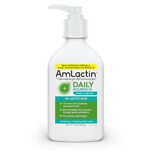 AmLactin Daily Nourish 5% - 7.9 oz Body Lotion with 5% Lactic Acid - Exfoliator and Moisturizer for Dry Skin (Packaging May Vary)