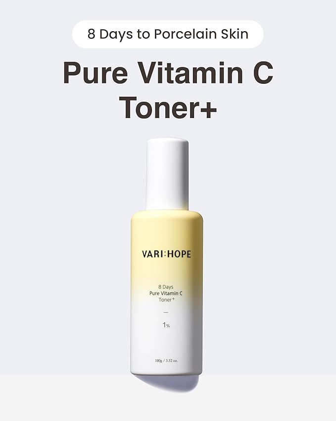 8 Days Pure Vitamin C Toner (3.5oz) - Hydrating, Mildly Acidic, Soothing Toner. Korean Skin Care. Stabilized Vitamin C, Kakadu Plum, Beta-Glucan.