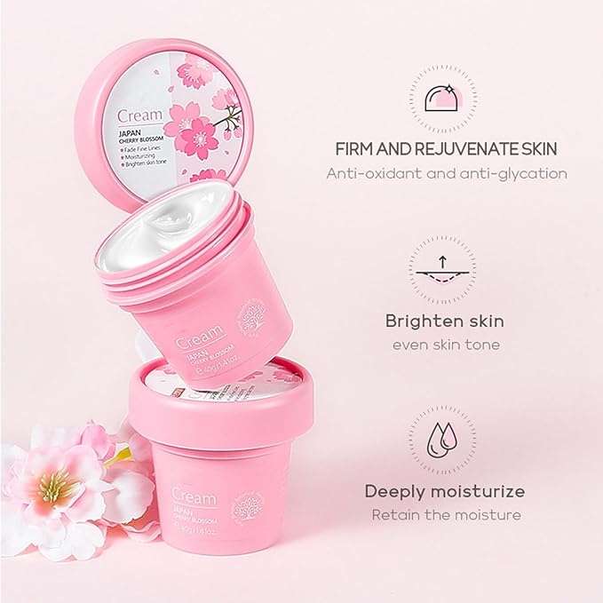 Skincare Gifts For Teenage Girls,Cherry Blossom Skincare Sets,Facial kit,Pamper Sets For Women Gifts,Skin Care Sets & Kits (One Size, Cherry Blossom-SetA-Base Moisturizing)