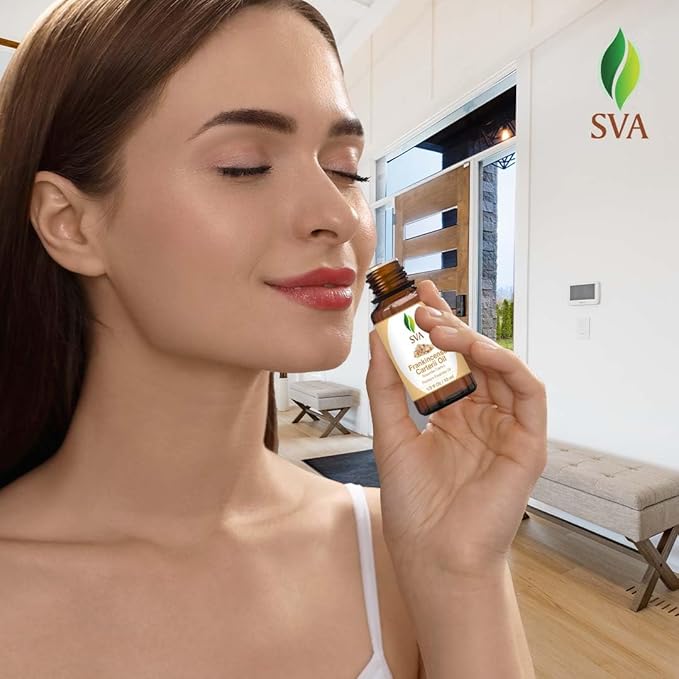 SVA Frankincense Essential Oil – 1/3 Fl Oz – 100% Natural Boswellia Carterii Oil - for Diffuser, Hair Care, Face, Skin Care, Aromatherapy, Scalp and Body Massage, Soap and Candle Making