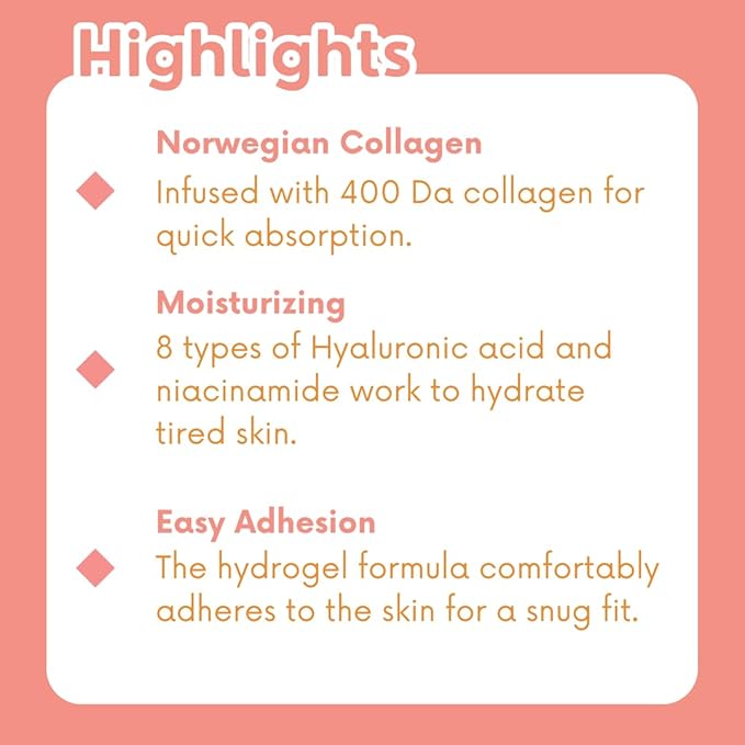 KOCOSTAR Hydrogel Eye Patches with Low Molecular Weight Norwegian Bio-Collagen, Reduces Dark Circles and Wrinkles, Under Eye Masks for Puffy Eyes, Hydrating for Dry Skin, Korean Skincare (48 patches)