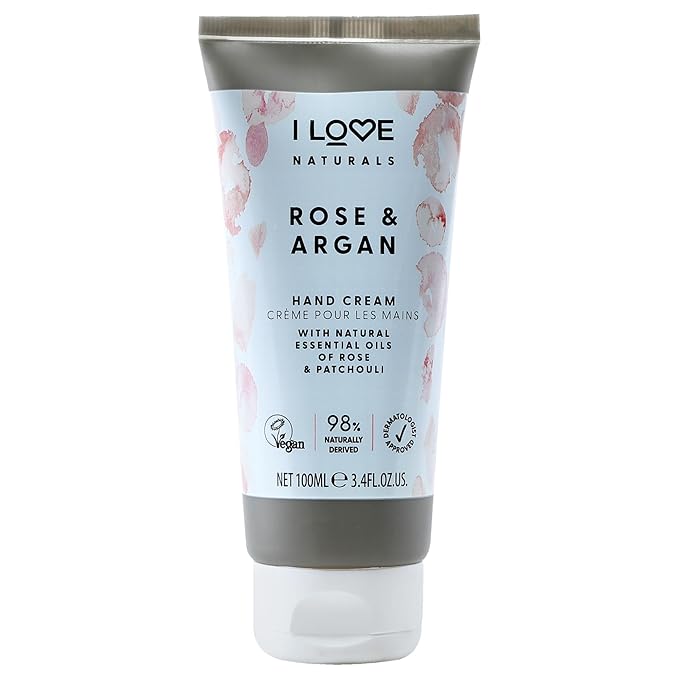 I Love Naturals Rose and Argan Hand Lotion - Hand Lotion for Dry Skin - Moisturizing Lotion with Shea Butter and Coconut Oil - 3.38 oz