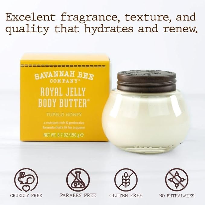 Savannah Bee Company Royal Jelly Body Butter - Deep Hydrating Body Butter for Dry Skin