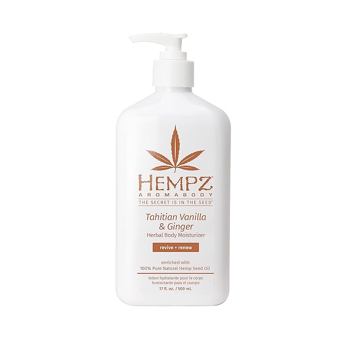HEMPZ Body Lotion - Vanilla & Ginger Daily Moisturizing Cream, Shea Butter Hand and Body Moisturizer - Hemp Lotion - Skin Care Products, Hemp Seed Oil - 17 oz.