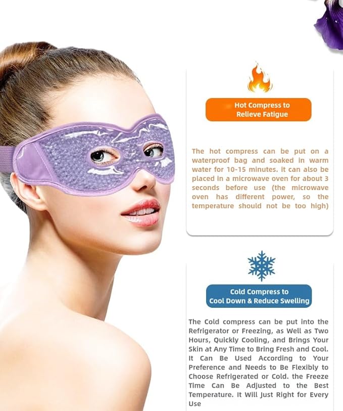 2 PCS Gel Eye Mask,Reusable,for Dark Circles,Dry Eyes,Headaches,Puffiness,Stress,migraines,Eye Bags.Allergies,Sinus discomfort,migraines (02-Pink & Green)