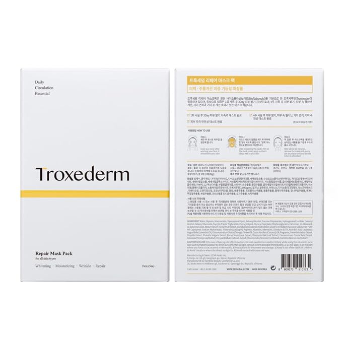 Repair Facial Mask Set – Fine Line Care, Moisturizing, and revitalizing for Face, Contains Niacinamide, Troxerutin, Adenosine and 10 Natural Extracts, Pack of 5