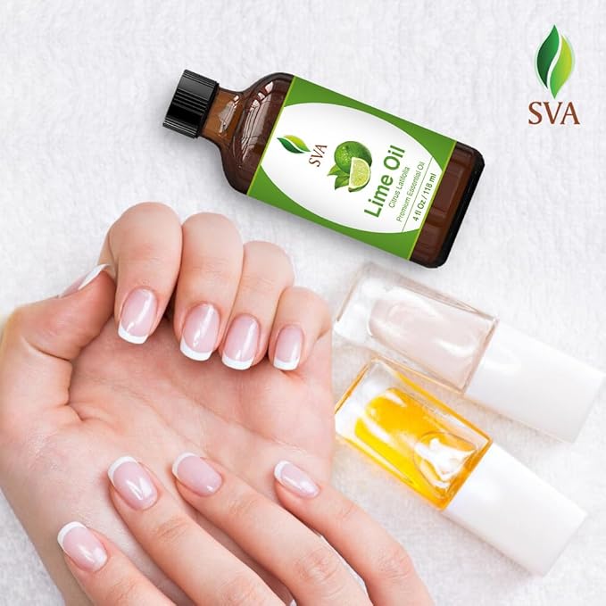 SVA Lime Essential Oil – 4 Fl Oz – 100% Natural Lime Oil - for Diffuser, Hair Care, Face, Skin Care, Aromatherapy, Scalp and Body Massage, Soap and Candle Making - with Dropper