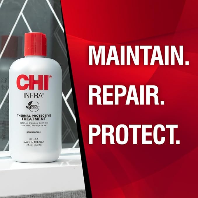CHI Infra Thermal Protective Treatment, Hair Serum For Protecting Color & Adding Superior Shine & Softness, Hydrating Formula, Sulfate-free, 12 Oz