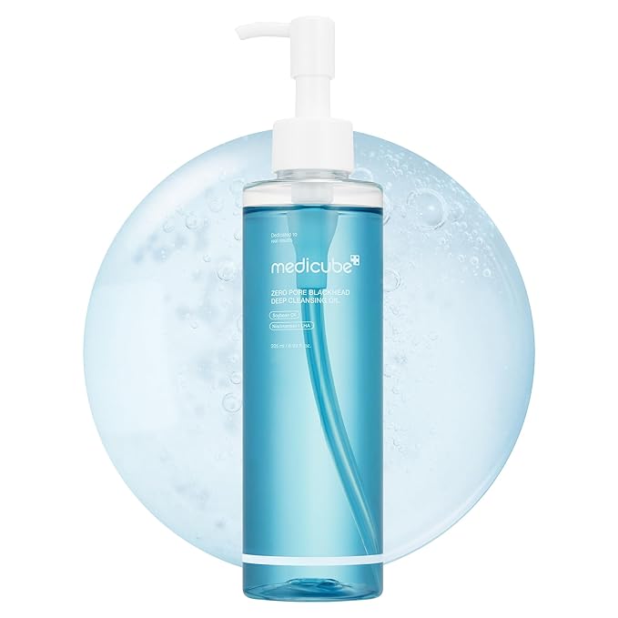 medicube Zero Pore Blackhead Deep Cleansing Oil | Makeup Remover for all skin types, Daily Moisture Facial Cleanser, Low-Irritation | Korean Skin Care (205ml / 6.93 fl.oz)