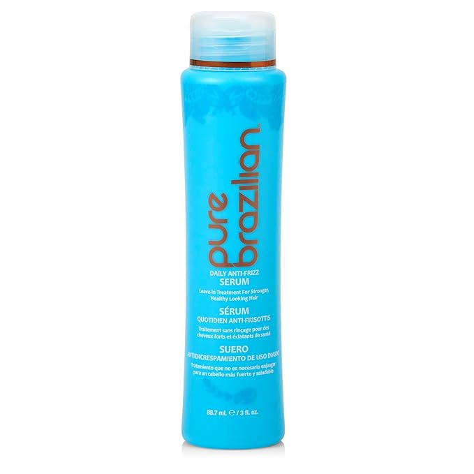 Pure Brazilian Daily Anti-Frizz Serum, 3 Fl Oz - Smoothing and Shine Enhancer for All Hair Types
