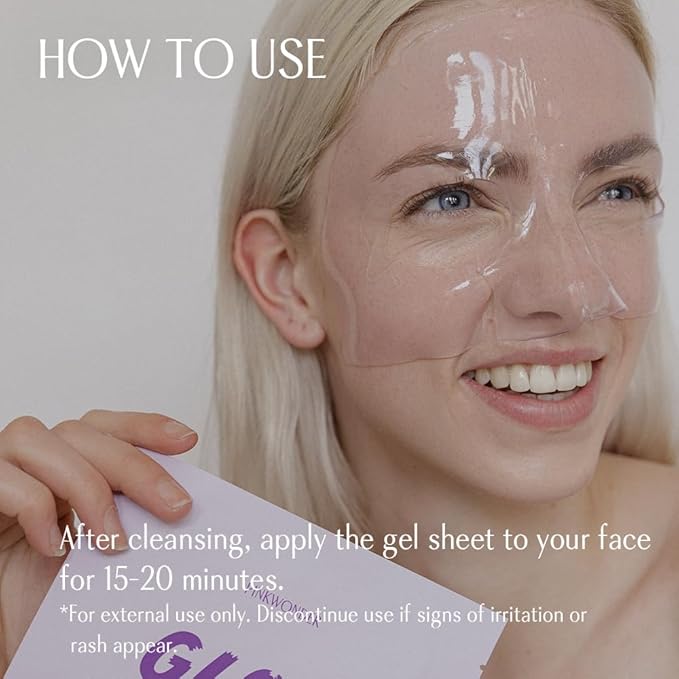 GLOWFLOW Lavenberry Glass Skin Hydrogel Mask (1EA), Nourishing Facial Sheet Mask for Dry Skin, Hydrating and Glowing Skin, Blueberry Extract and Jojoba Oil, Antioxidants