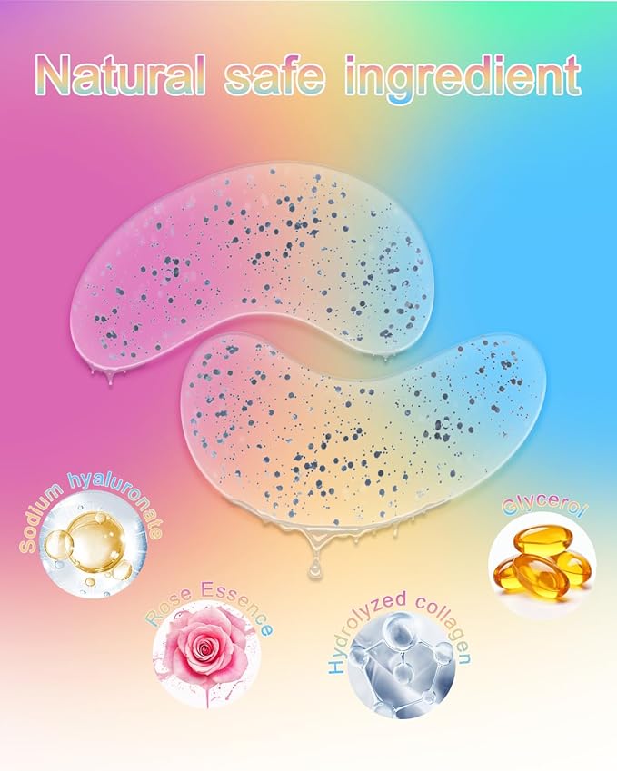 Collagen Eye Mask Patches, Used to Fade Eye Patches for Puffy Eyes and Dark Circles,Under Eye Patches,Tighten and Moisturize,Hyaluronic Eye Patches Transparent Glitter Eye Masks (20 pairs)