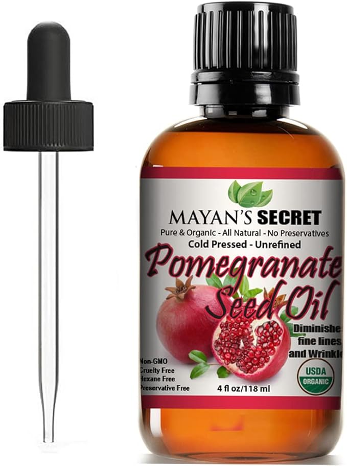 Mayan's Secret Pure Carrier and Essential oils for Skin Care, Hair, Body Moisturizer for Face-Anti Aging Skin Care (Pomegranate Seed Oil Organic, 4oz)