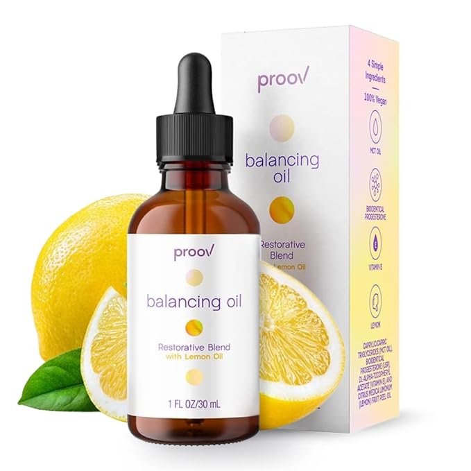 Proov - Lemon Balancing Oil - Natural Progesterone, Vitamin E - Hormone Balance For Women - Fertility & Menopause Support - More Effective than Progesterone Creams - 2-3 Month Supply - 30 ml