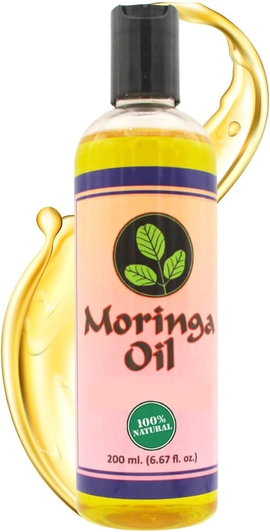 Moringa Oil 6.67 oz – Natural Face, Hair & Body Oil, 100% Pure, Cold-Pressed & Unrefined Moringa Seed Oil, Gluten-Free, Non-GMO, Vegan (200 ml)