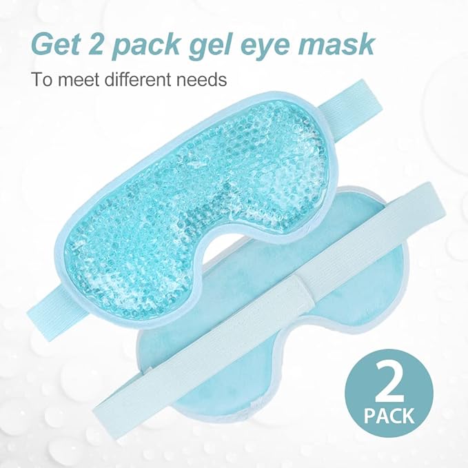 NEWGO Cooling Eye Mask for Puffy Eyes, Cold Eye Mask Eye Ice Pack for after Eyes Surgery, Tension Stress Relief, Itchy Eyes, Headaches, Dark Circles - Blue 2 Pack