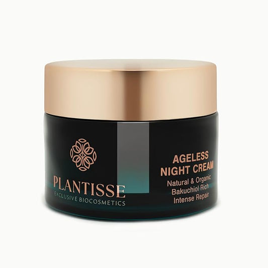 AGELESS NIGHT CREAM: Anti Aging Face Cream, Creme Riche, Hyaluronic Acid, Bakuchiol Retinol Alternative, Matrixyl 3000, Squalane, High And Low Molecular Weight Hyaluronic Acid.