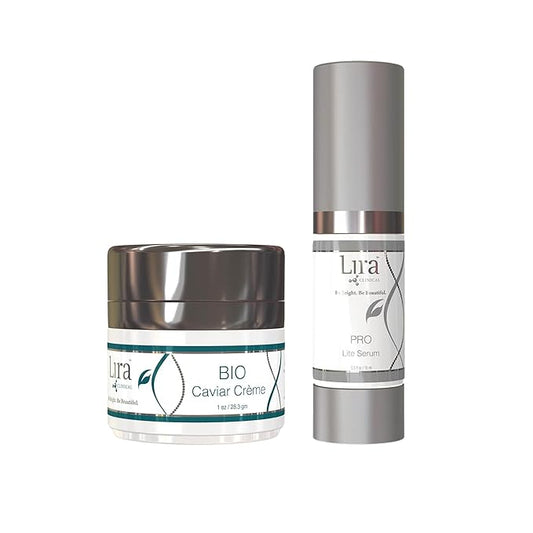 Lira Clinical BIO Caviar Creme and PRO Lite Serum Bundle - Anti Aging Face Moisturizer for Women and Men - Anti Wrinkle Face Cream with Plant Stem Cells - Face Serum for Acne Skin, Dry, and Oily