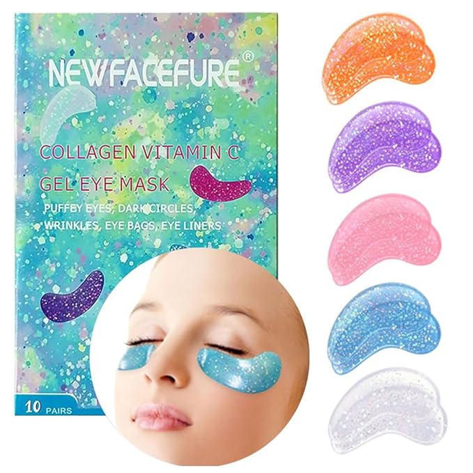 Under Eye Patches for Puffy eyes, 10Pairs eye gel pads for Dark Circles and Puffiness, hydrating Eye Mask for Wrinkles Anti Aging Eye Bags Moisturizing, Natural vitamin C undereye Care Gifts for Women