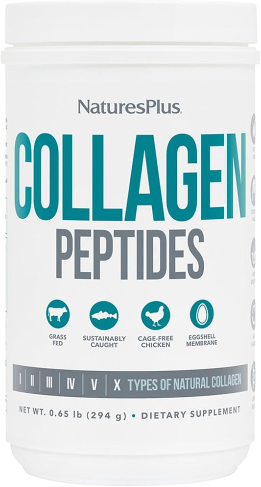 NaturesPlus Collagen Peptides - 0.65 lbs Powder - Hair, Skin, Nail & Joint Health, Immune System Support - Non-GMO, Gluten Free - 28 Servings